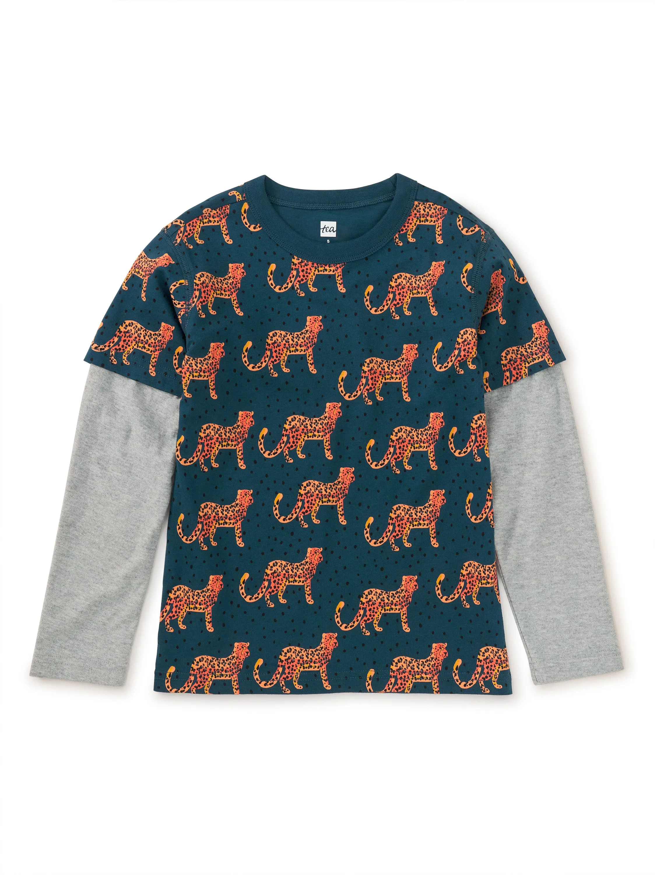 Printed Layered Sleeve Tee, Anatolian Leopards