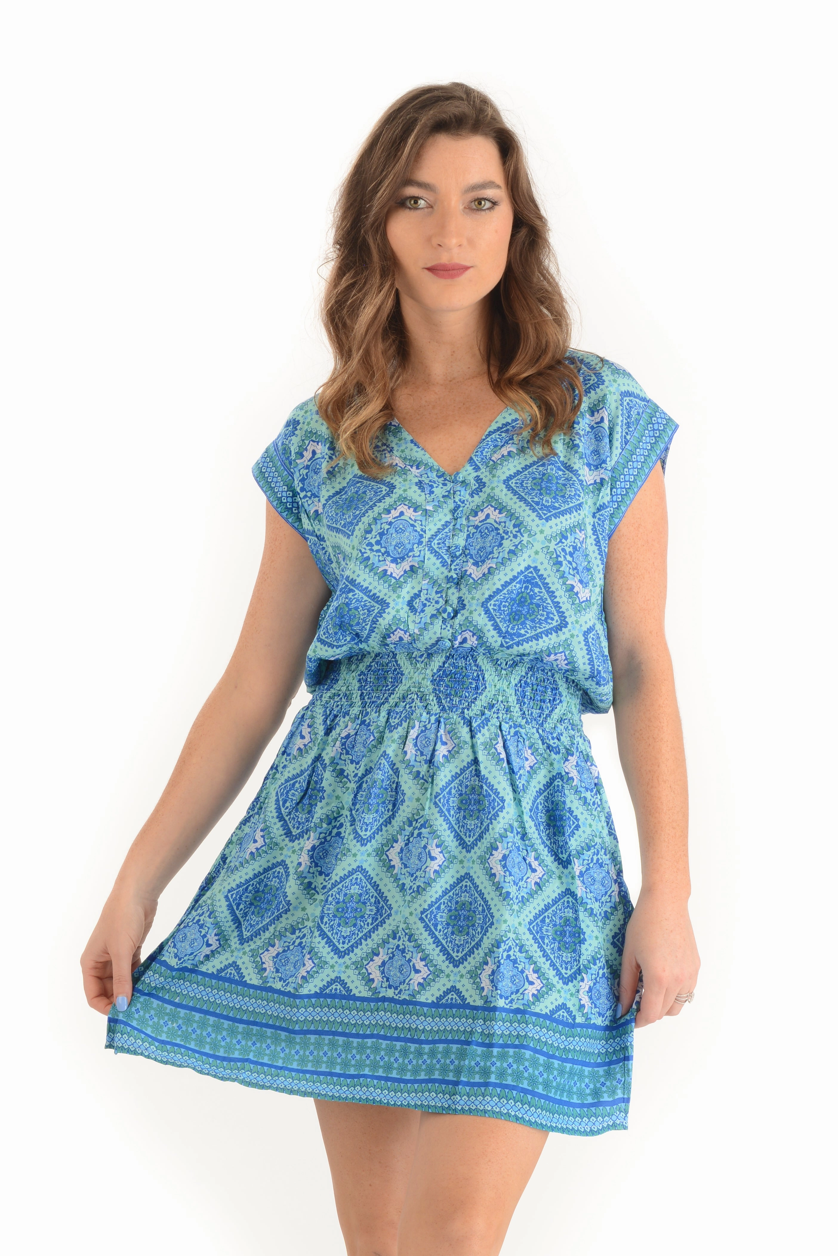 Anna Dress / Aqua Diamond Romantic-Style