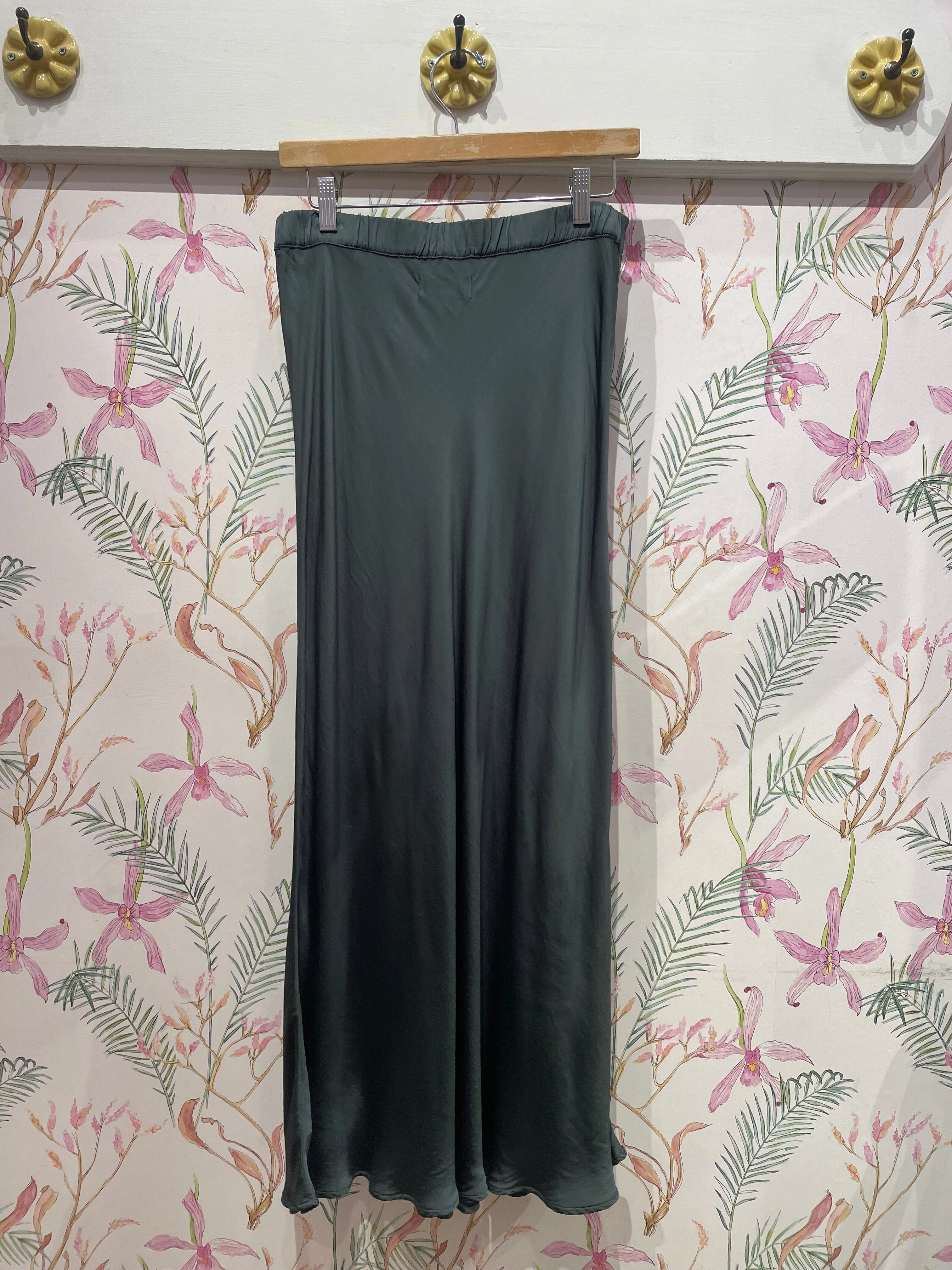 Cadence Satin Skirt in Marsh Cozy Tones Simple Comfort