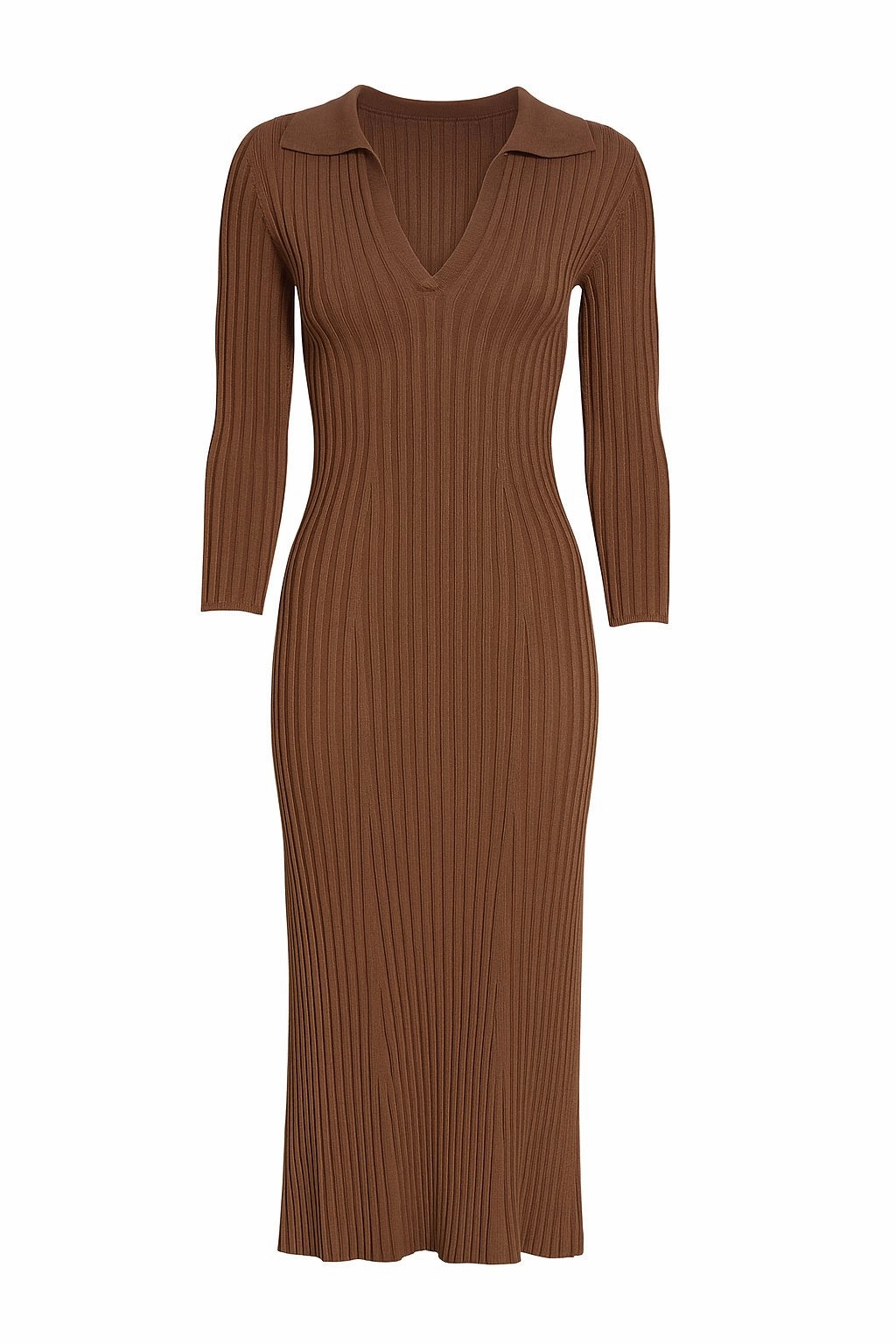 Relax Tones Grace Vibe Long Sleeve Rib Henley Dress Mink
