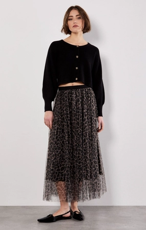 Layered Tulle Skirt in Leopard Secure Closure