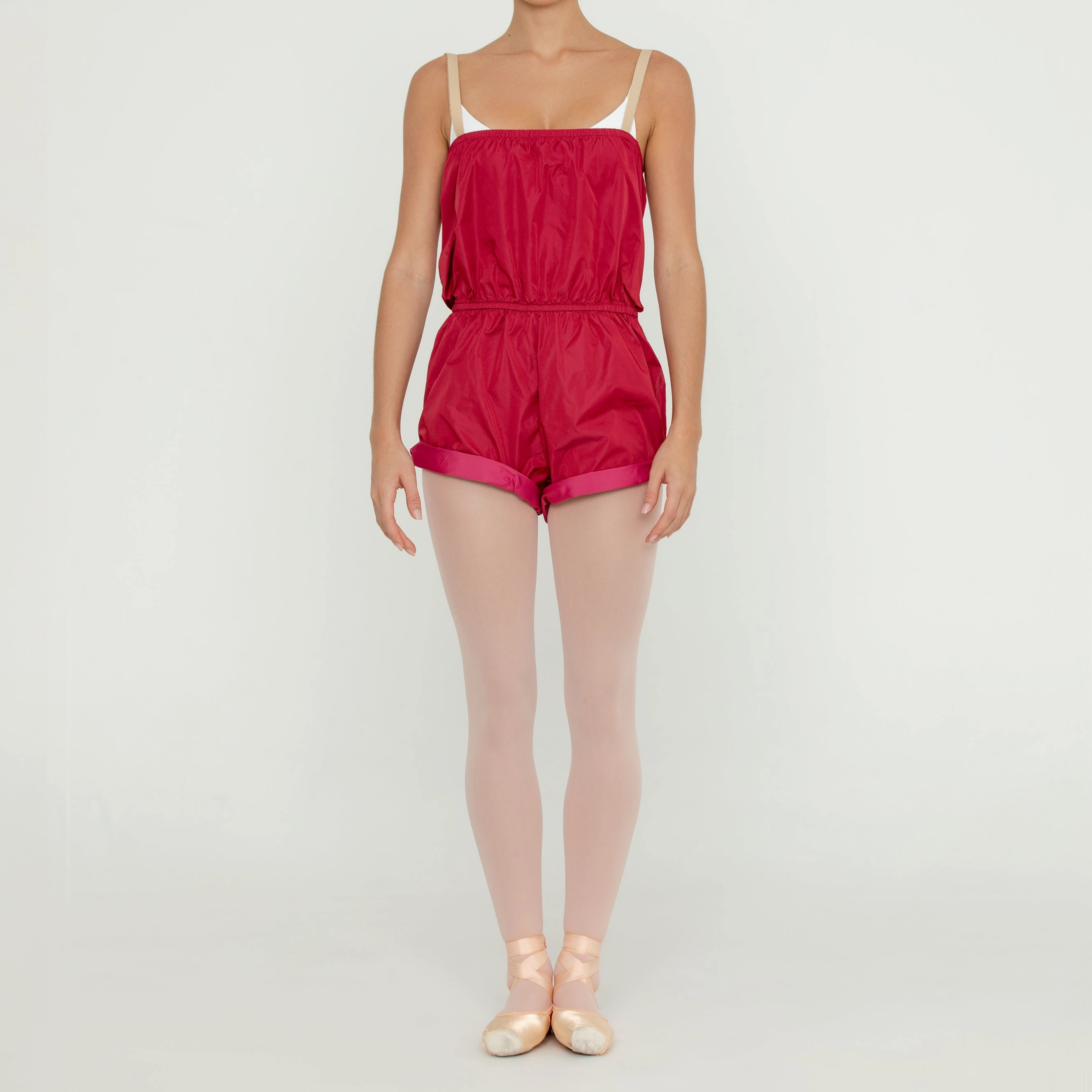 Breathable Office Versatile Everyday Pull-on Micro Romper RED