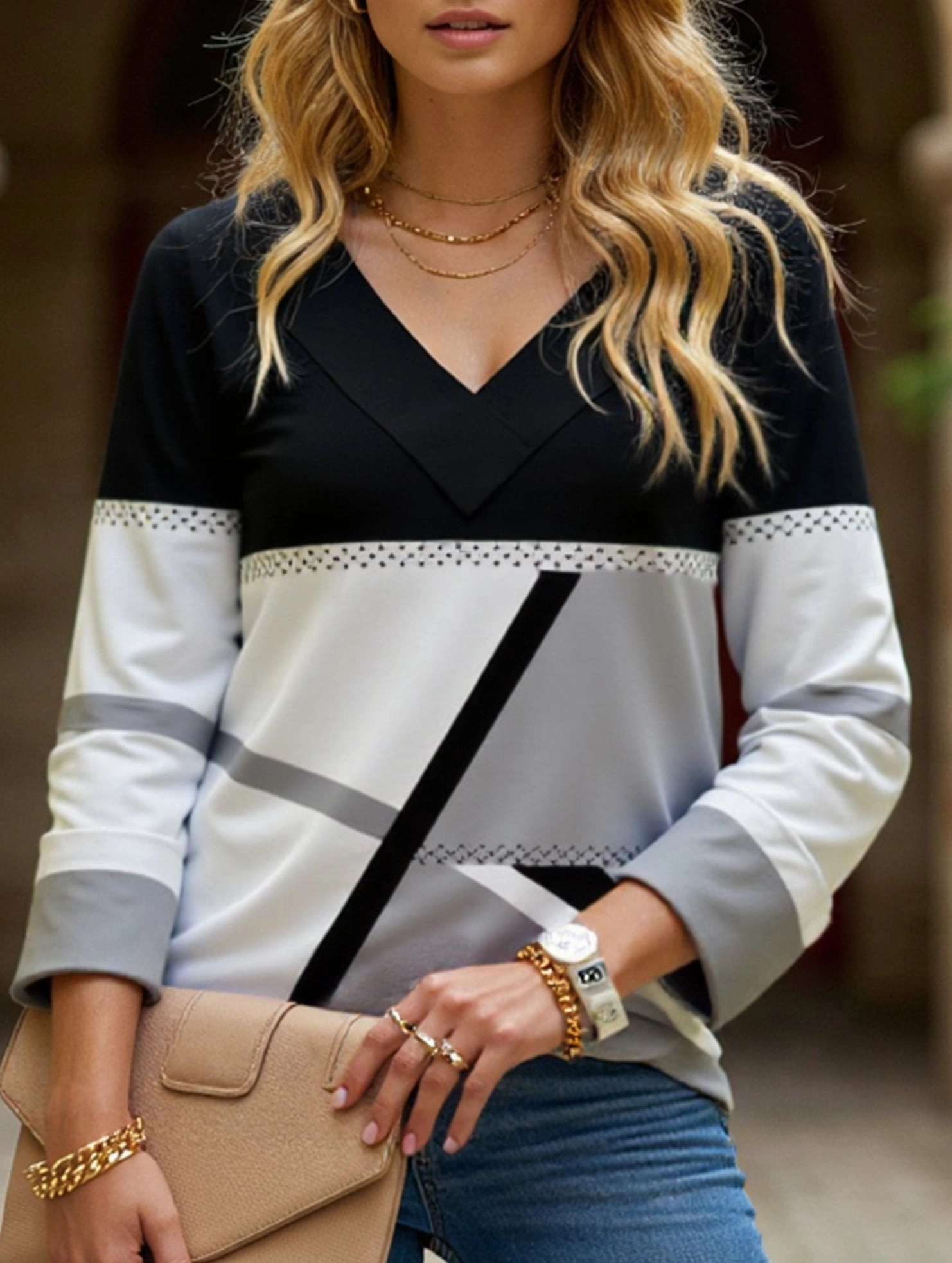 Relaxed Hoodie GarmentDyed Pullover loose V-neck long-sleeved shirt