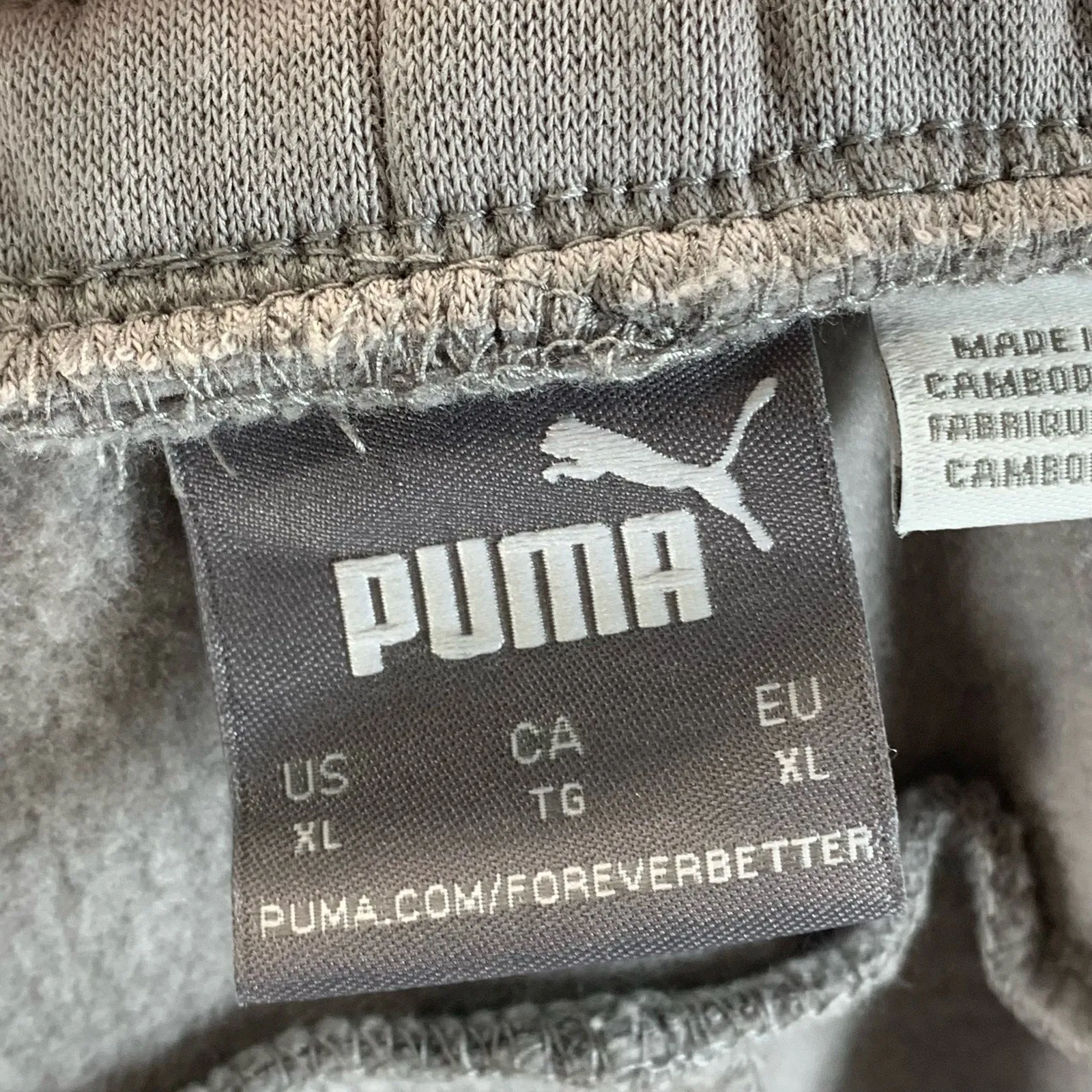 PUMA Men's Concrete Gray Essential Logo Fleece Pull-On Sweatpants SZ XL
