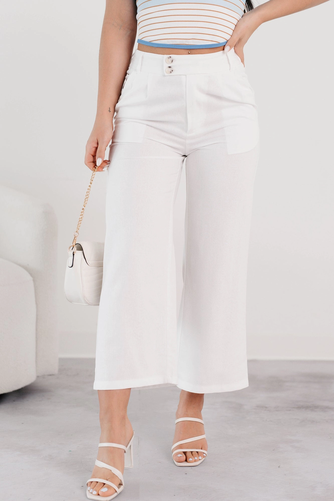 Put-together Poise Linen Cropped Pants (White) Outdoor Flex