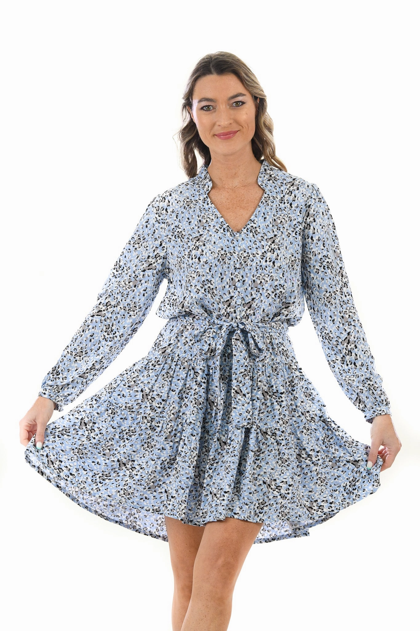 Earth Colors Inner Smile Parker Dress / Snow Leopard