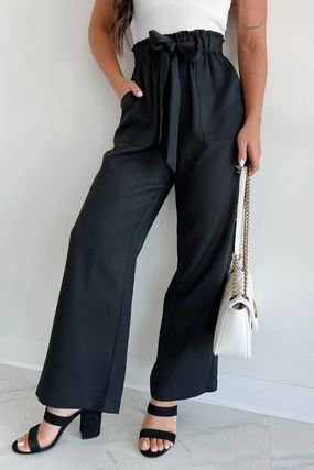 Confident Appeal Wide Leg Pants (Black) Chic Fit