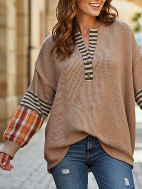 Loose plaid long-sleeved top QuickDryTechnology ReinforcedArmholes