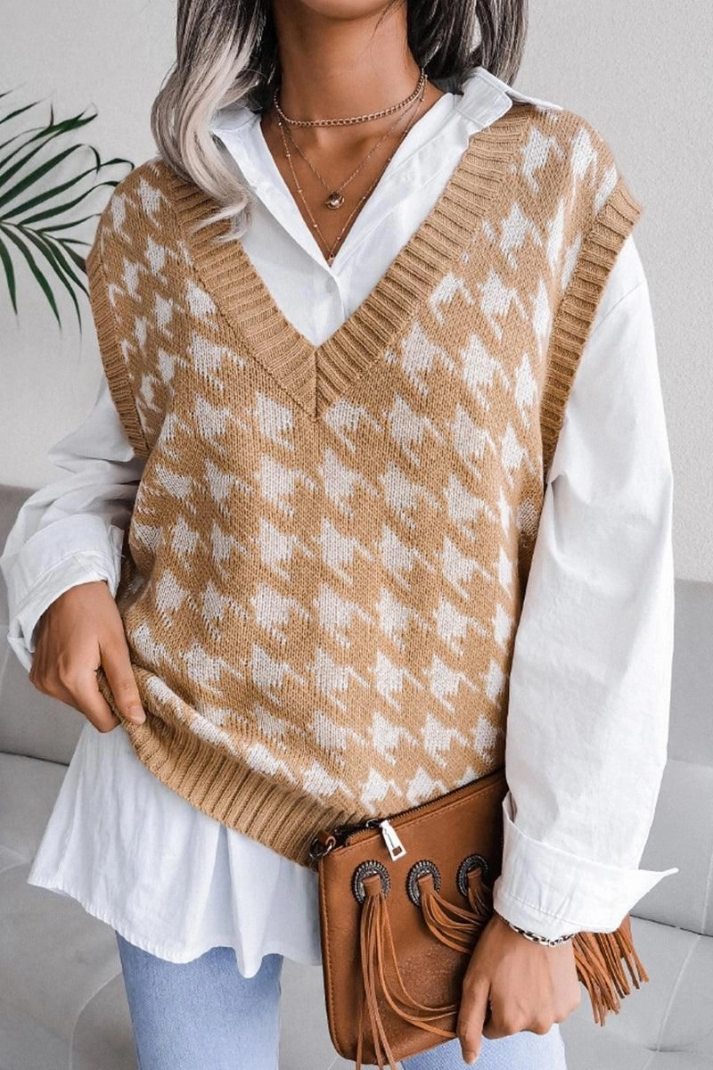 Professional Cut Non Closure Collar WOMEN RIBBED PATTERN SWEAT VEST