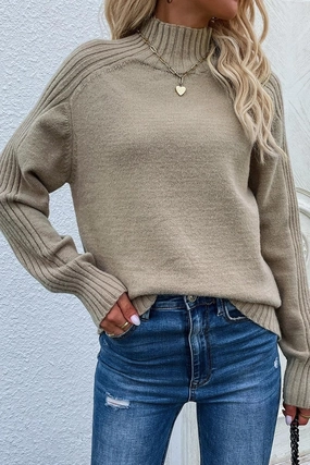 TURTLE NECK LONG SLEEVE CASUAL SWEATER TumbleDryFriendlyMaterial