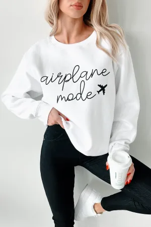 "Airplane Mode" Graphic Sweatshirt (White) Flexible Cuffs