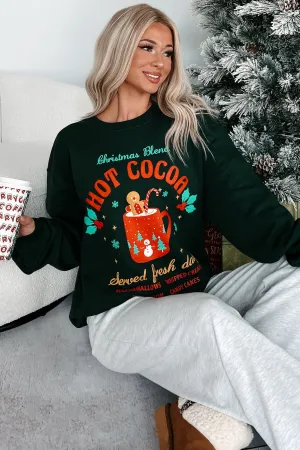 "Christmas Blend Hot Cocoa" Graphic Sweatshirt (Forest) UV Protective Layer AntiOdorTechnology