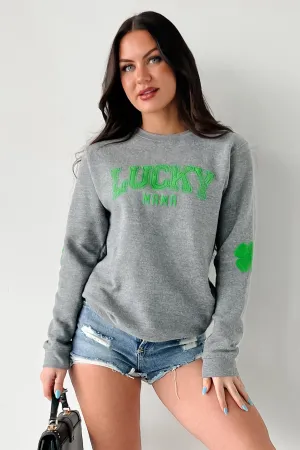 "LUCKY MAMA" Graphic Sweatshirt (Grey) Antistatic UltraSoft Blend
