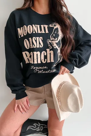 "Moonlit Oasis" Graphic Sweatshirt (Black) Sporty Tee MinimalistCut