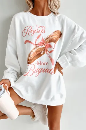"More Baguettes" Graphic Sweatshirt (White) Durable Overlock Stitch AntiPilling Surface