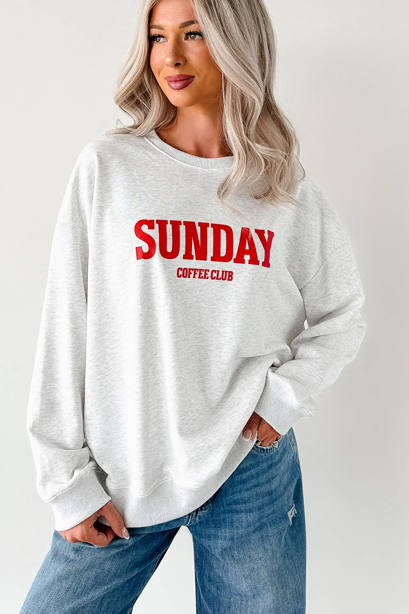 Airflow Mesh Lining Quick Release Fasteners "Sunday Coffee Club" Graphic Sweatshirt (Heather Grey)