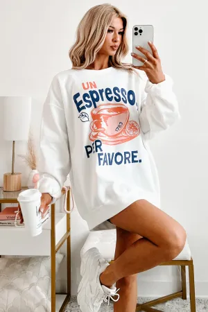"Un Espresso" Graphic Sweatshirt (White) UVProtection Friction Resistant Shoulder
