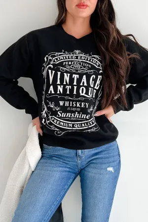 HighElasticity Thread Anti Static Cloth Blend "Vintage Antique Whiskey" Graphic Sweatshirt (Black)