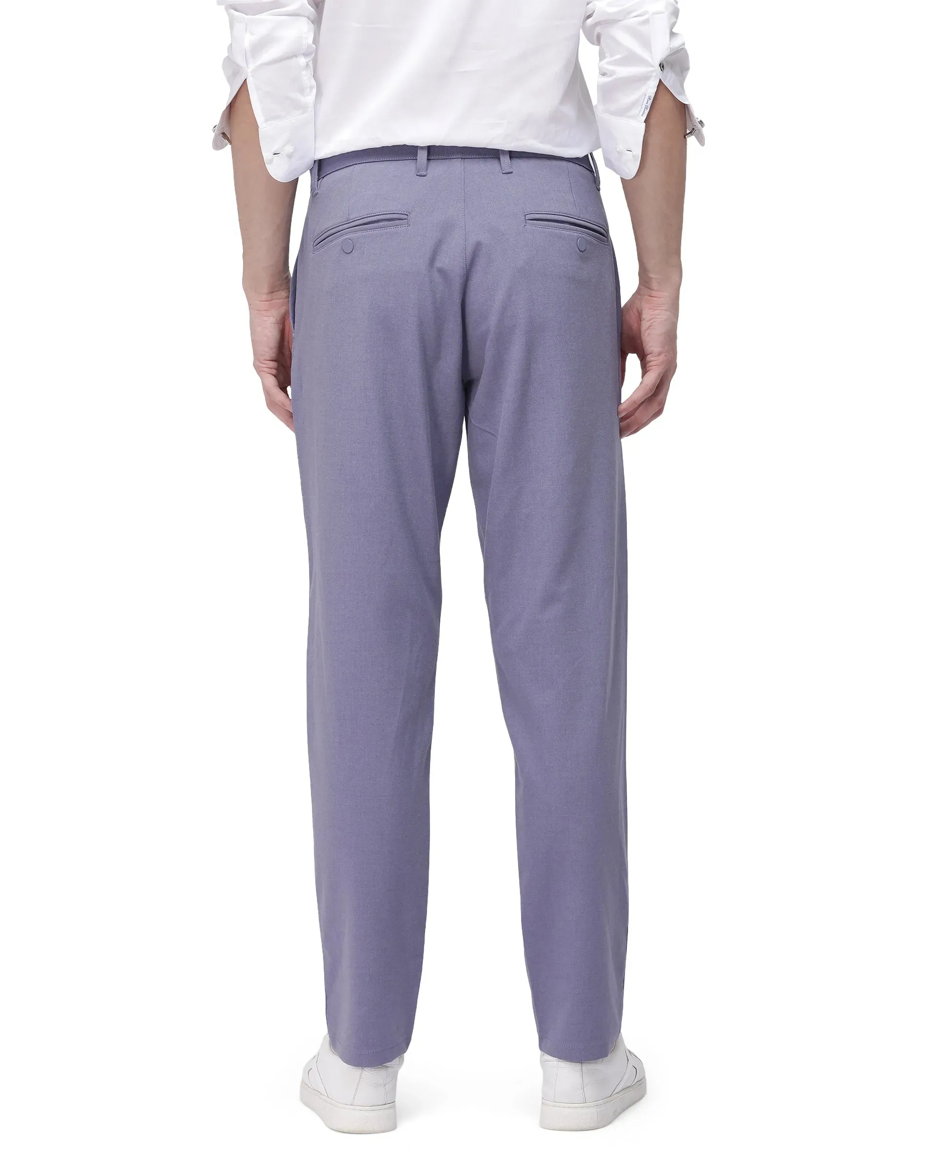 Rare Rabbit Men Driver-2 Dusky Purple Cotton Elastane Fabric Button Closure Plain Trouser