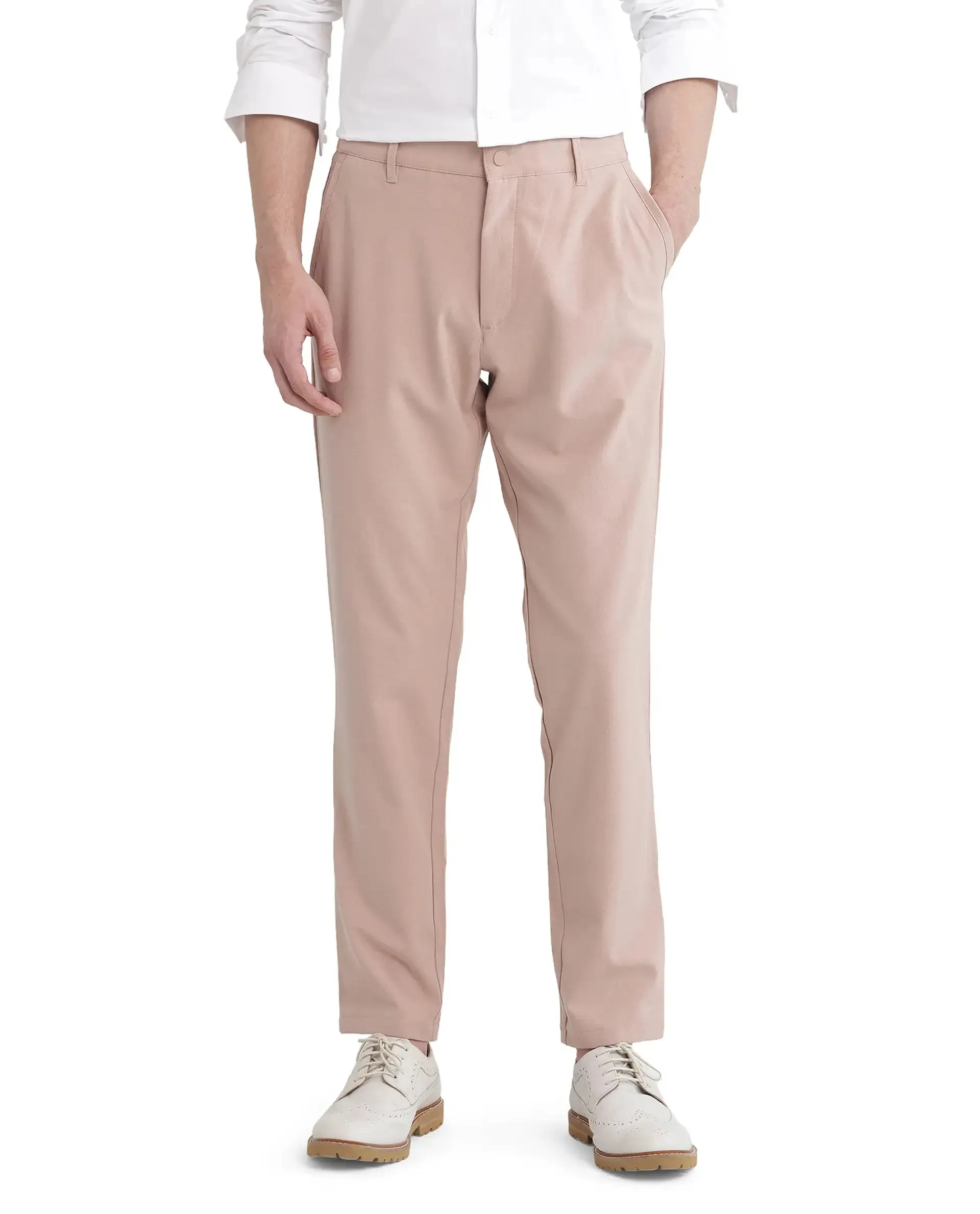 Rare Rabbit Men Driver-2 Peach Cotton Elastane Fabric Button Closure Plain Trouser