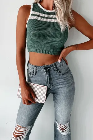 Katarina Striped Sweater Tank (Green/Cream) Tailored Placket