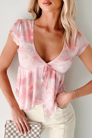 QuickDryConstruction Seamless construction Kissed By Flowers Floral Mesh Babydoll Top (Pink)