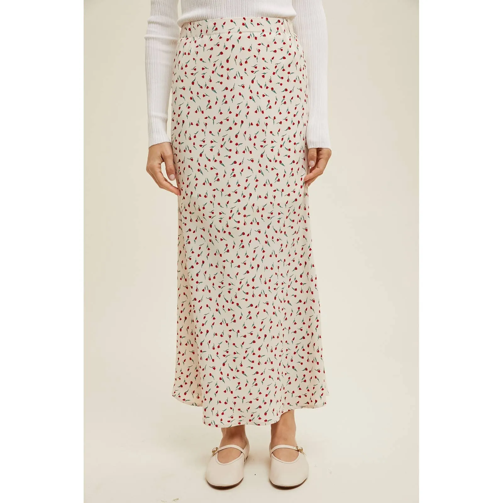 Red Floral Maxi Skirt