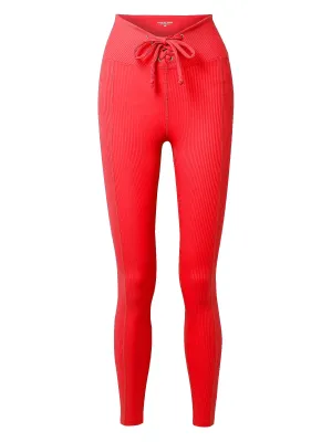 Red Ribbed Football Leggings