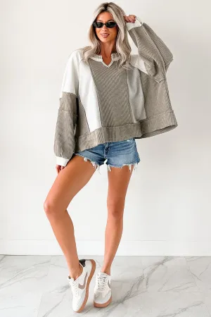 Comfort Goals Contrast Knit POL Top (Grey/Multi) UPF Protective Fabric