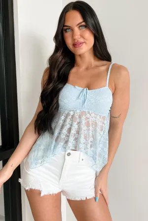 Graceful In Lace Cami Top (Ballad Blue) NonRestrictiveCollar MeshLining