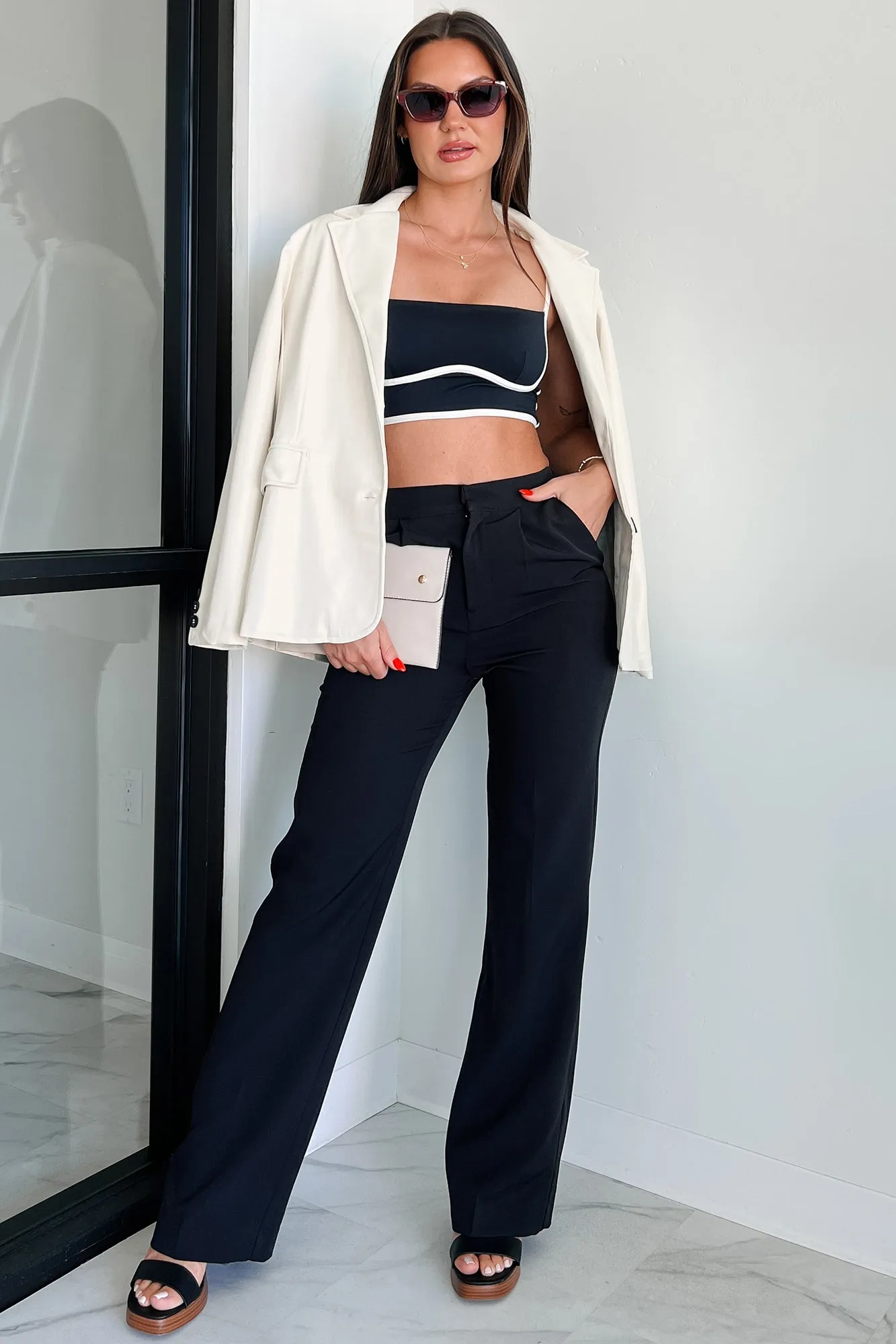 Unstoppable Energy Contrast Trim Brami Crop Top (Black) HiddenPocket Eco Friendly Fabric
