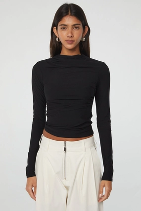 SELMA LONG SLEEVE TOP Biodegradable Fiber Composition Reinforced Neckline Detail