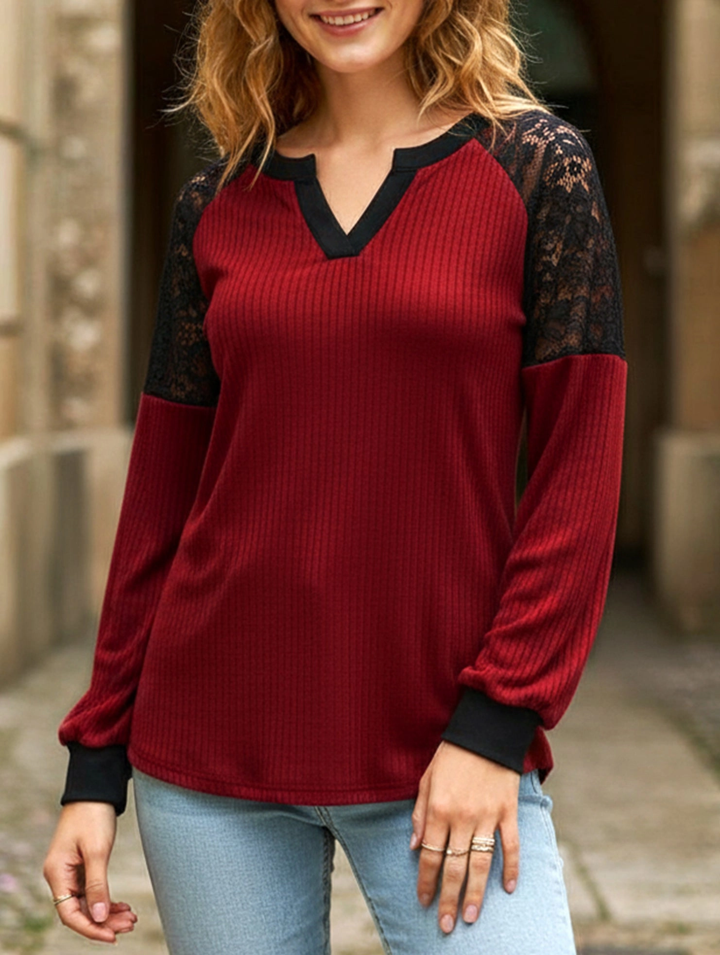 Retro raglan crew neck sweatshirt FrictionResistant Fabric FrayResistant Fabric