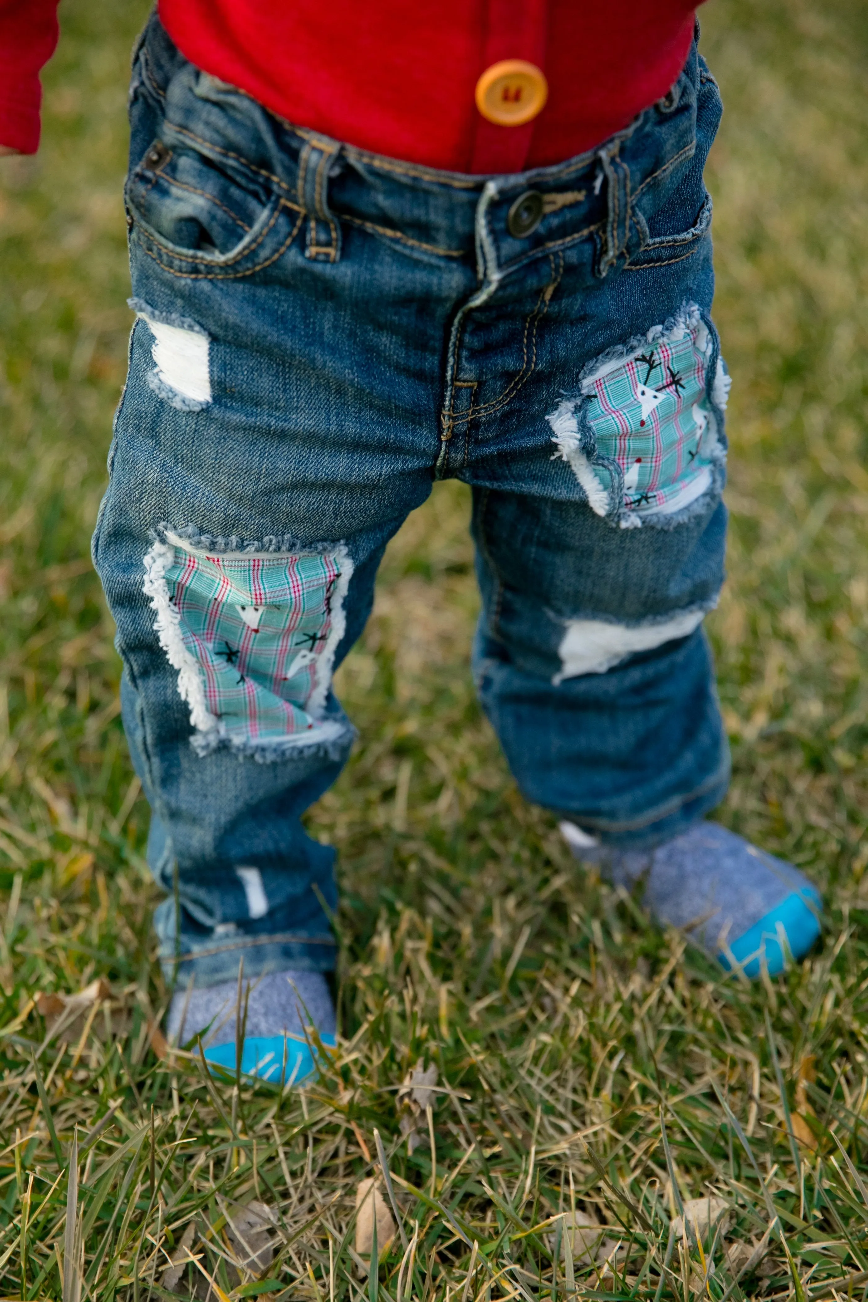 Reindeer Plaid Destroyed Denim (0-3m only)
