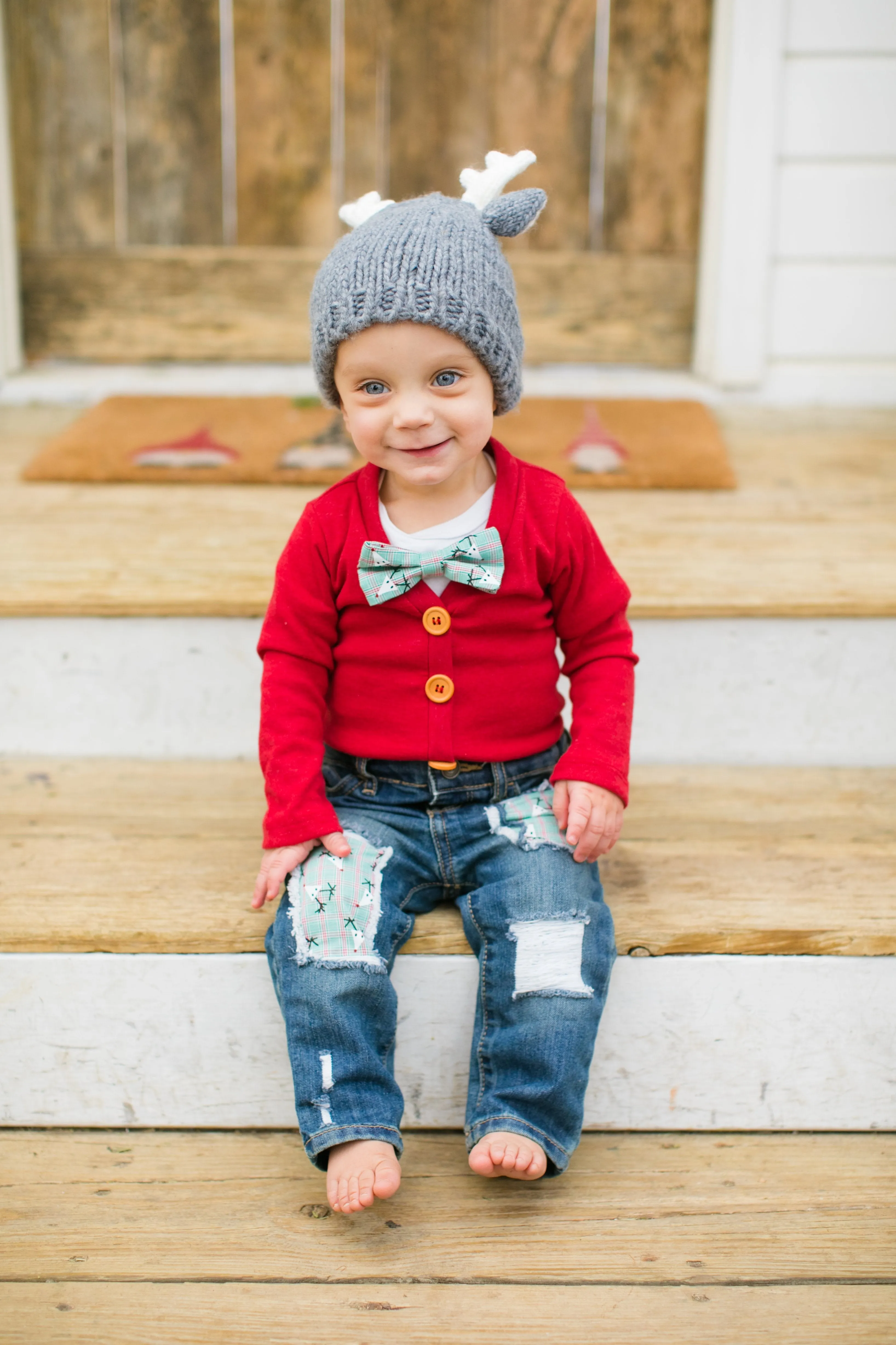 Reindeer Plaid Destroyed Denim (0-3m only)
