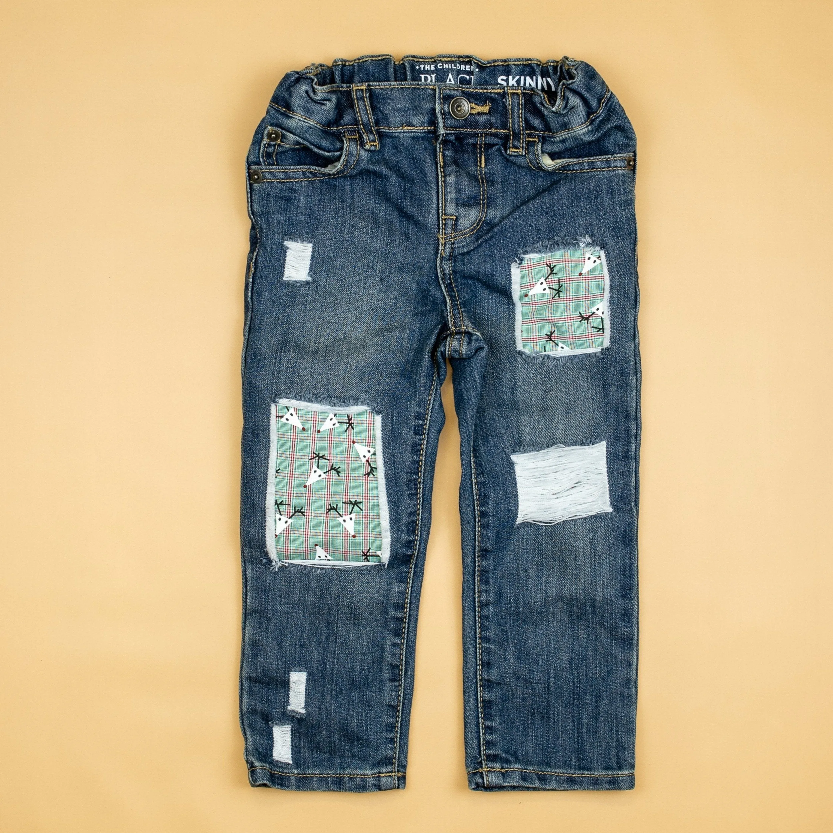 Reindeer Plaid Destroyed Denim (0-3m only)