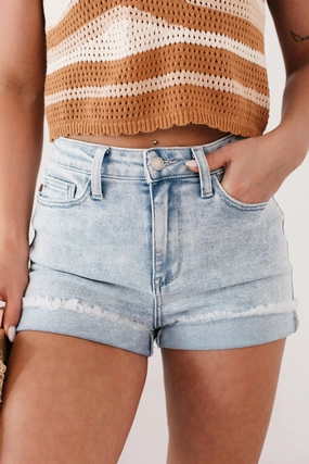 Chill Ready Sheena High Rise Judy Blue Denim Shorts (Light)