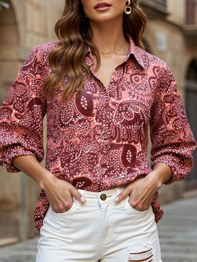 Drop Shoulder Hidden Zipper Puff-sleeve chiffon blouse