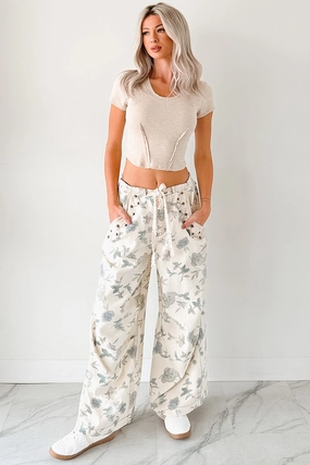 Smooth Fit Lining Lorelei Wide Leg Floral POL Jeans (Cream/Floral)
