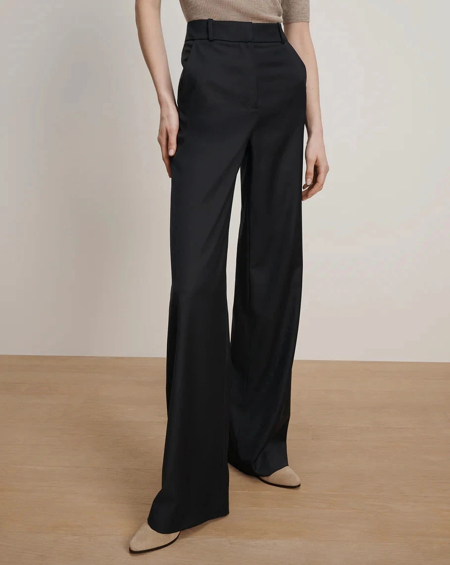 Eaton Wide-Leg Pant Navy Minimal Stretch Fit