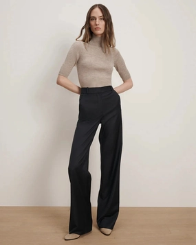 Tight Waist Casual Design Eaton Wide-Leg Pant Navy