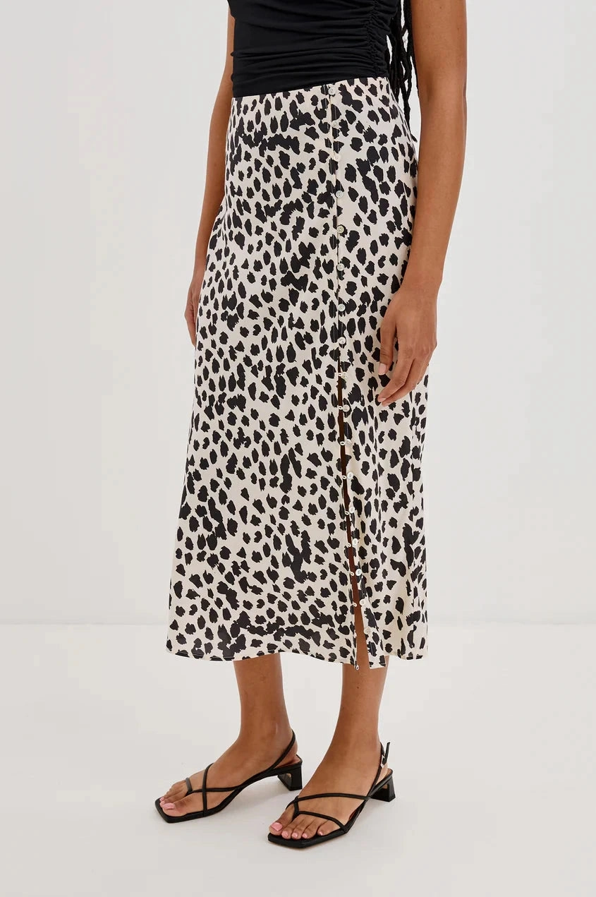 Metallic Finish Hepburn Skirt Taupe Spotted