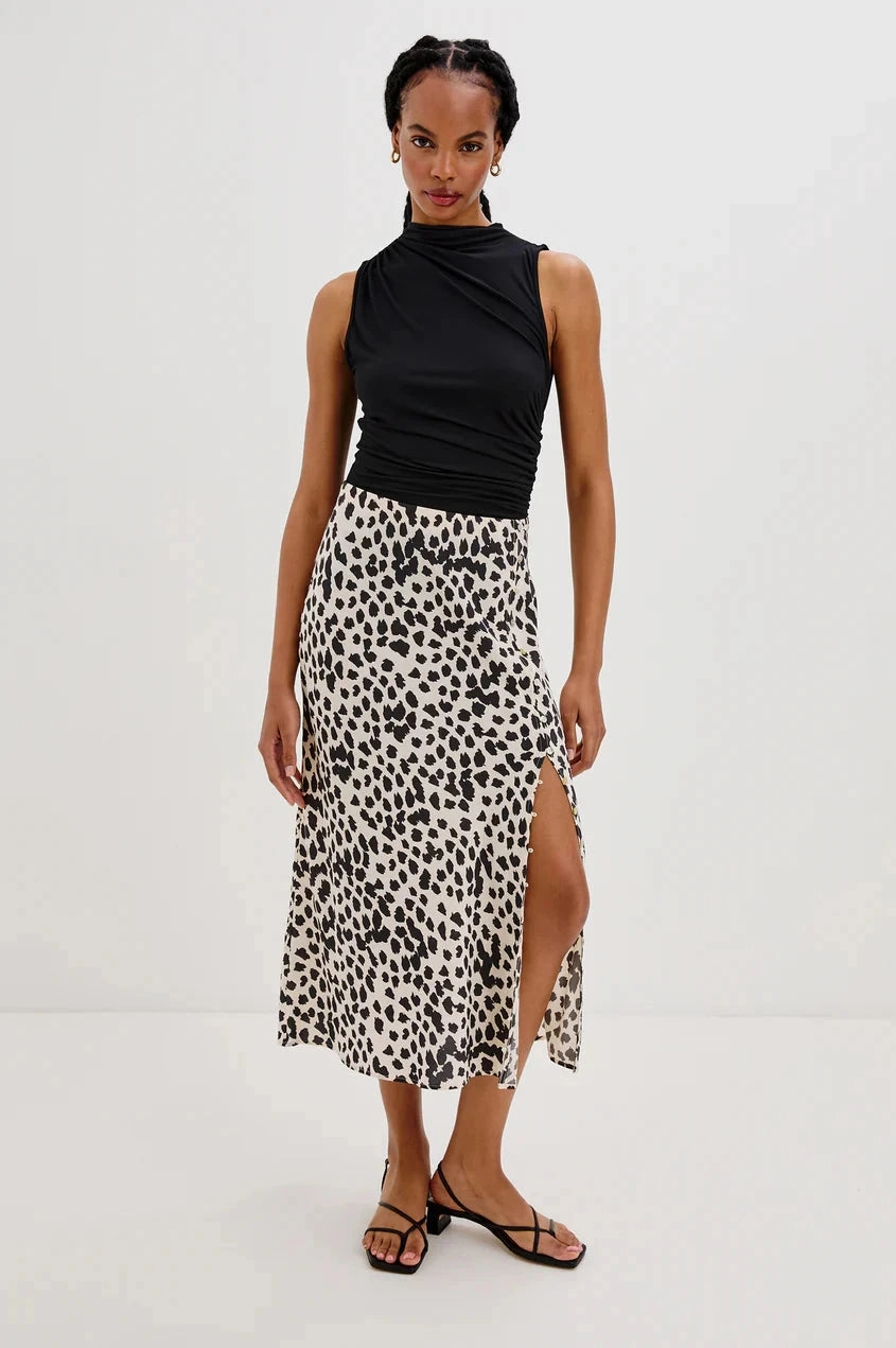 Chill Feel Hepburn Skirt Taupe Spotted