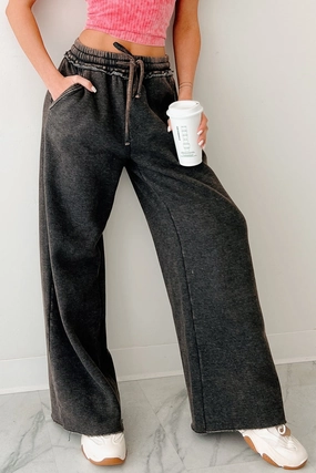 Relaxing Away Wide Leg Sweatpants (Ash Black) Durable Wear