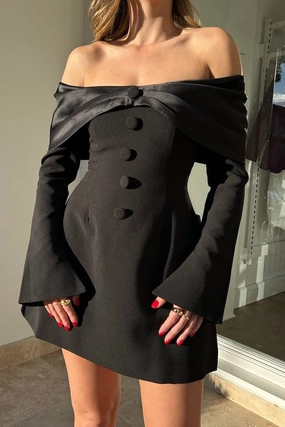 Soul Warm Timeless Design The Ultimate Muse Bow Mini Dress Black