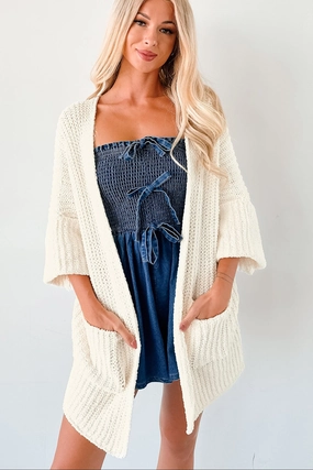 Professional Look Quiet Times Cuffed Sleeve POL Cardigan (Cream)