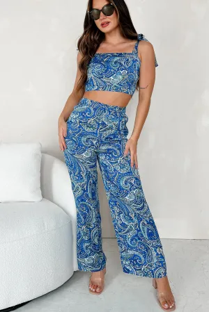 Spectacular Magic Paisley Print Two-Piece Set (Blue) ReinforcedShoulders