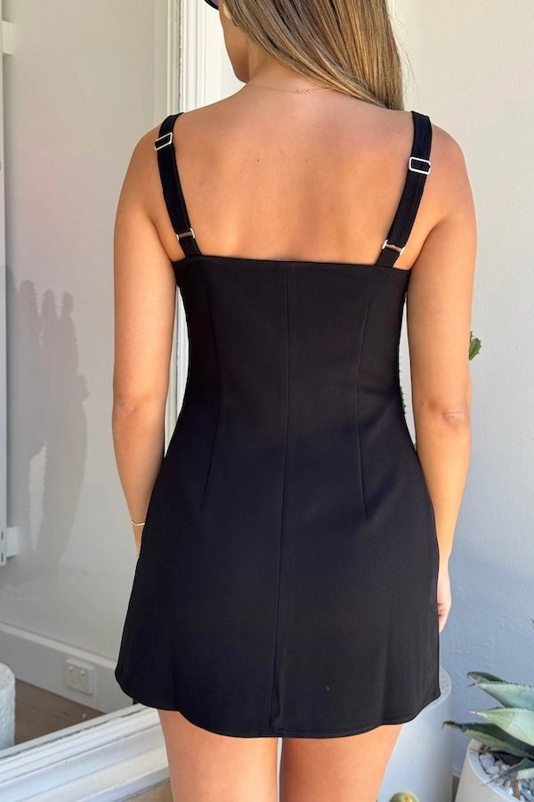 Neutral Finish Modern Design Renee Tailored Mini Dress Black