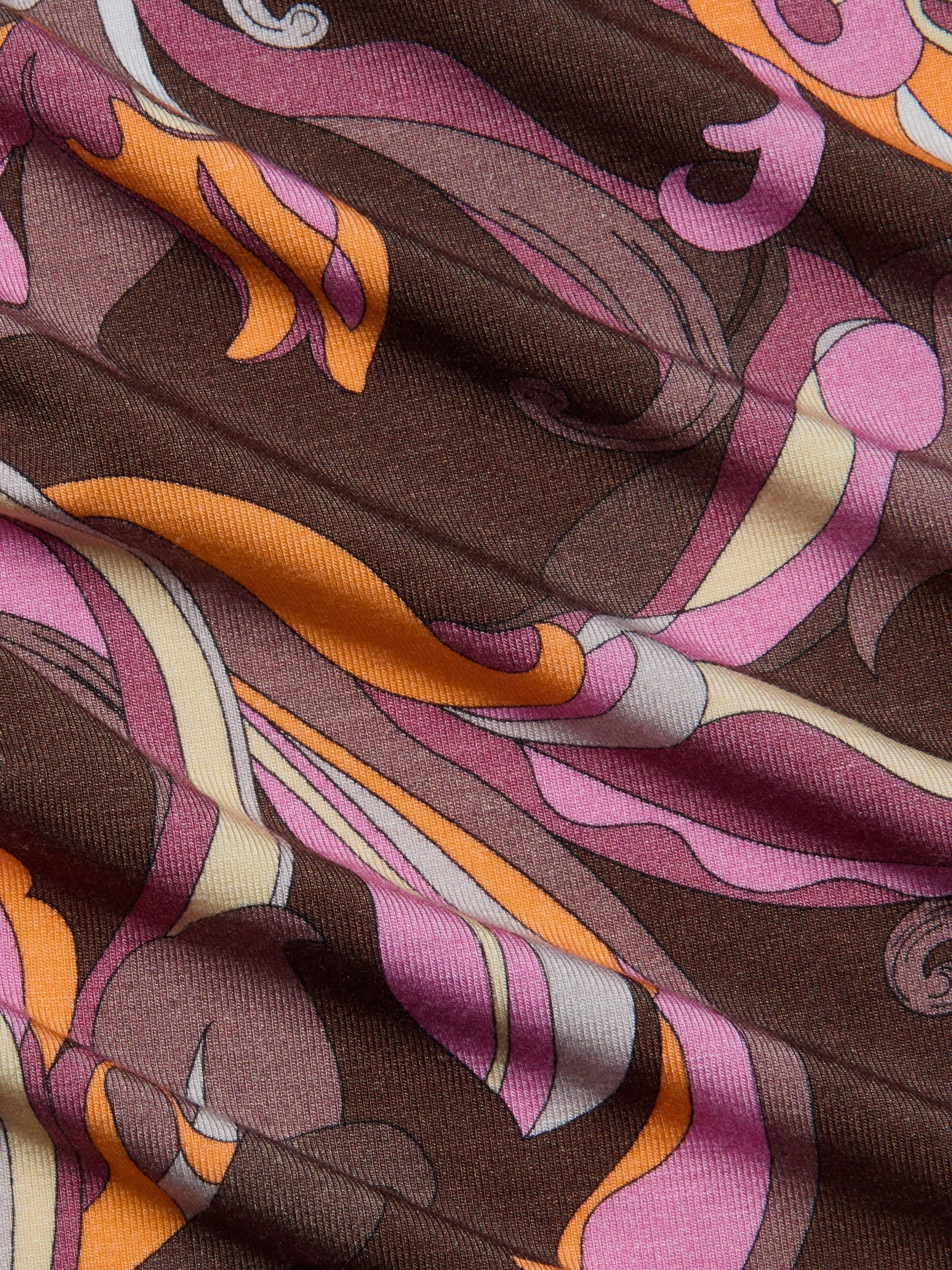 HiddenStoragePocket AllDayComfort Ressi Fitted Tee Brown/ Pink Abstract Paisley