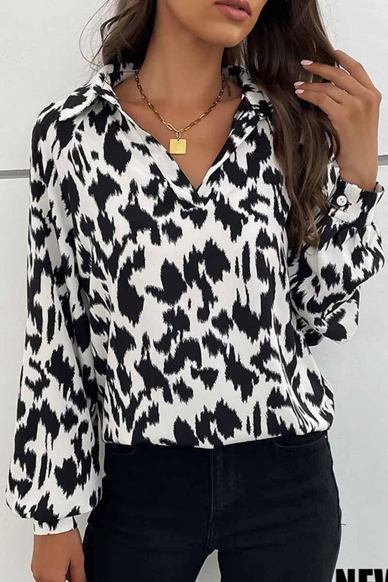 SnagProof Light Reflective Printing RETRO LAPEL LONG SLEEVED PRINTED SHIRT